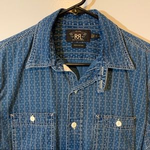Double RL RRL Calico print Indigo work shirt M